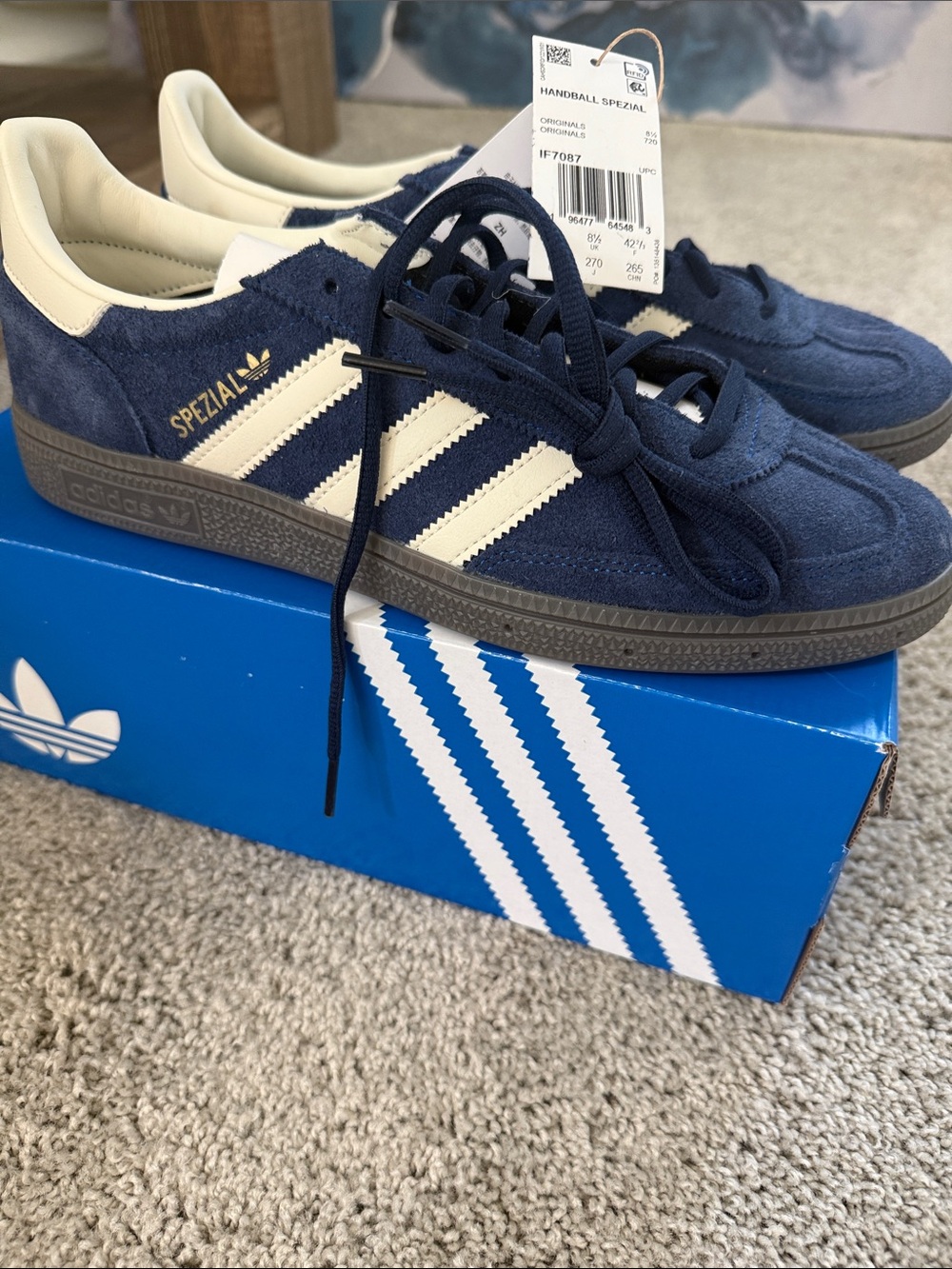 adidas Samba OG Handball Spezial Navy Blue and White Suede Sneakers